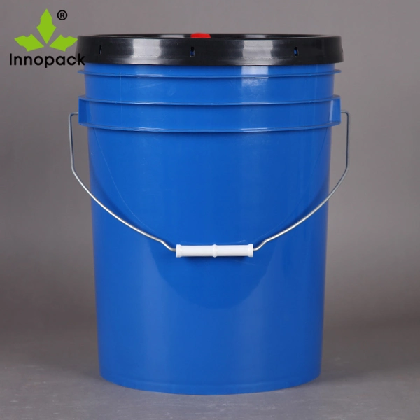 Wholesal Food Grade 20 Liter 5 Gallon White Blue Plastic Bucket with Lid