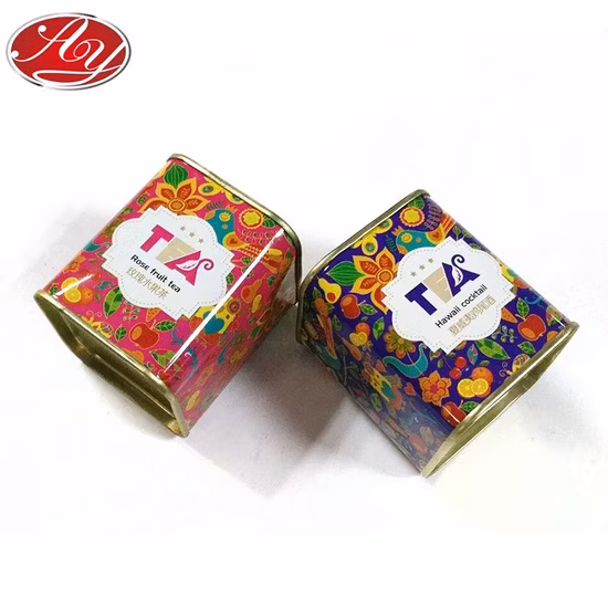 Frutta, tè, caffè, caramelle quadrate, cibo, regalo, grande barattolo di latta di metallo