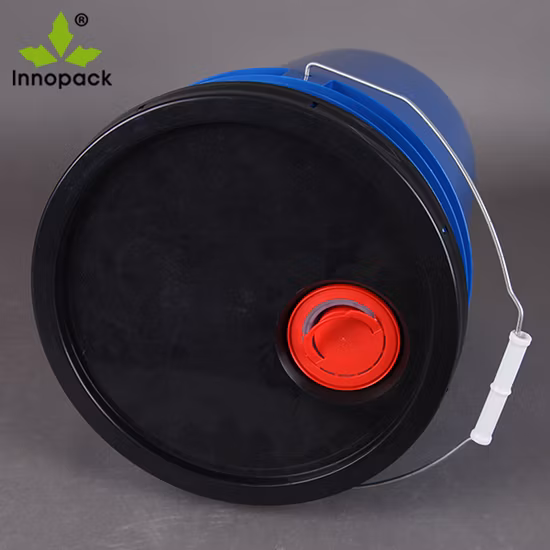 Secchio di plastica bianco blu da 20 litri per uso alimentare all'ingrosso con coperchio