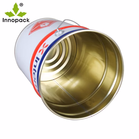 Secchio in metallo da 20 litri con coperchio a fiore rotondo di vendita calda con logo stampato